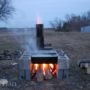 Boiling maple sap over home-built evaporator