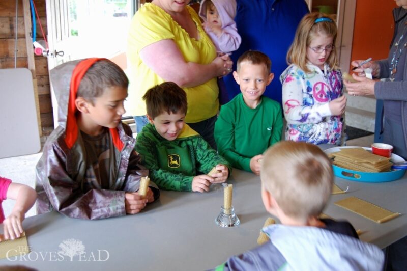 Making candles with beeswax