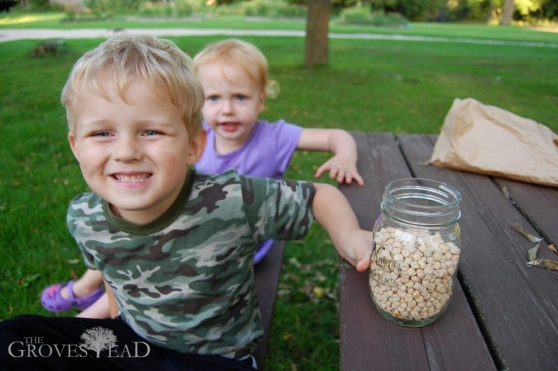 Shelling peas with Ivar and Elsie