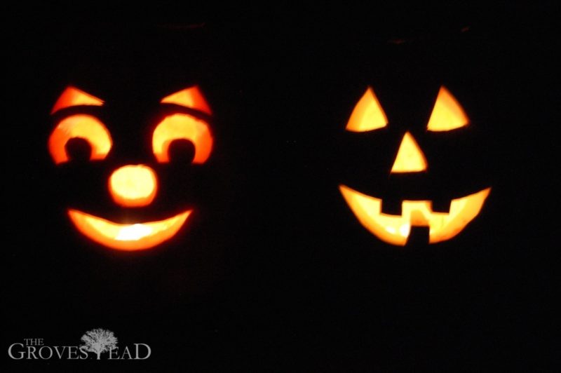 Pumpkins glowing in the dark