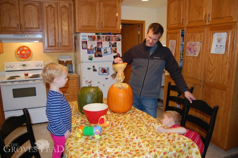 Ivar is grossed out by the pumpkin guts