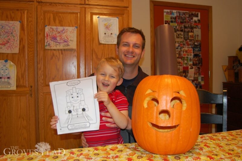 Thomas the train pumpkin carving