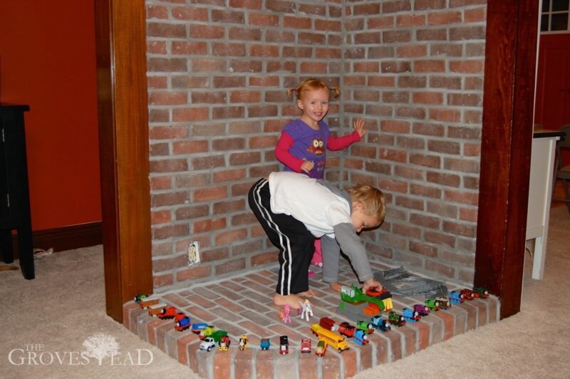 Kids playing on the hearth