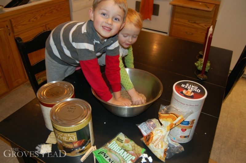Kids help make Homemade Chicken Food
