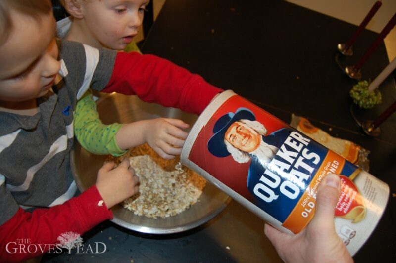 Adding oats to the mixture