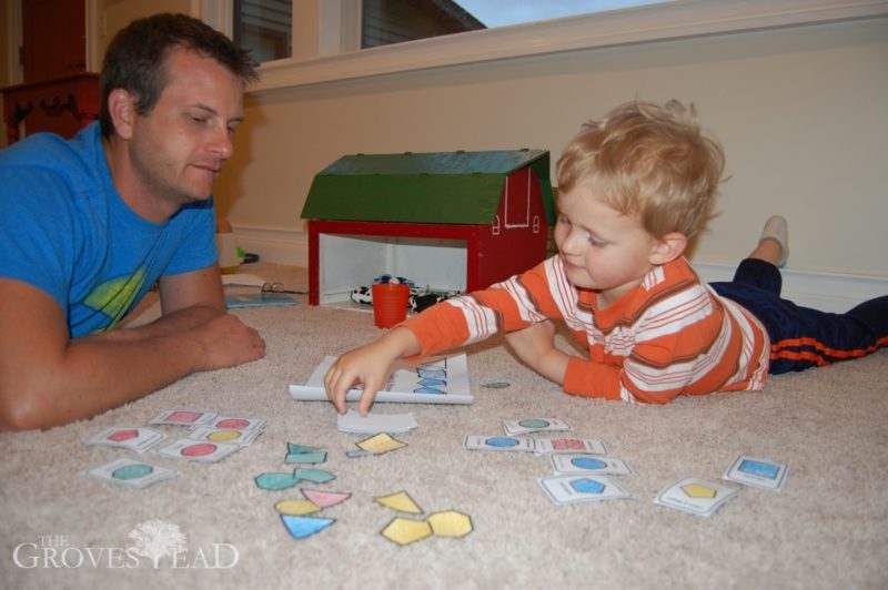 Dad and son playing Colors & Shapes