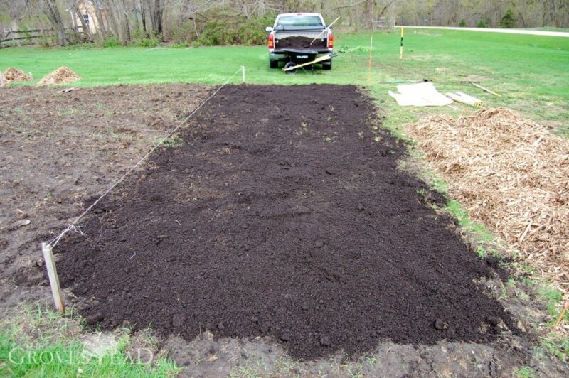 Layer of compost added to soil