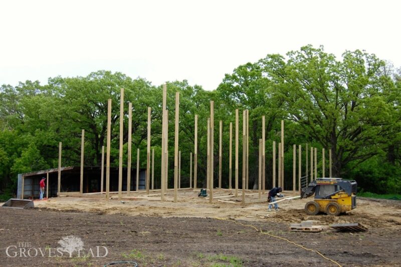 Posts are finished for new barn construction