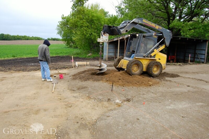 Holes being dug for posts