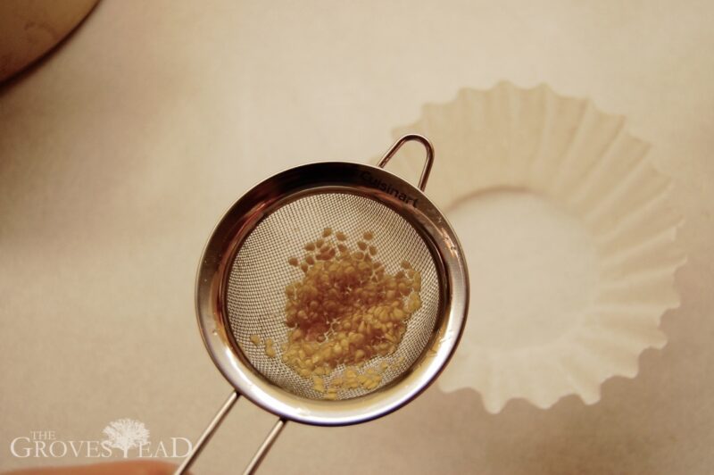 Use a kitchen sieve to strain seeds